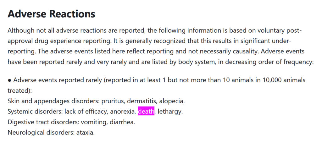 Solensia Death Side Effect